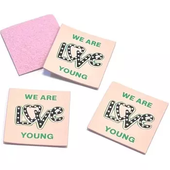 Нашивка под кожу со стразами Love, размер 4x4 см, цвет розовый