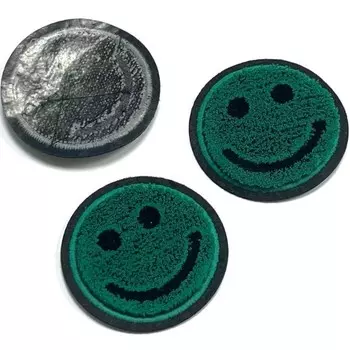 Нашивка « смайл», размер 4,5 см, цвет изумрудный