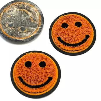 Нашивка « смайл», размер 4,5 см, цвет оранжевый