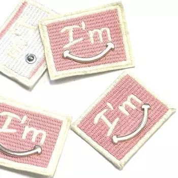 Нашивка « смайл» с металлической вставкой, размер 3,5x4,5 см, цвет розовый