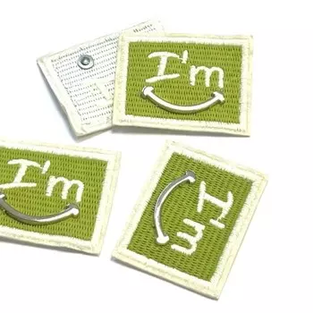 Нашивка « смайл» с металлической вставкой, размер 3,5x4,5 см, цвет зелёный
