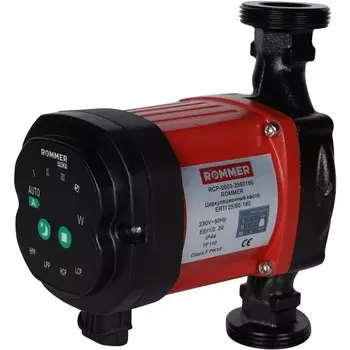 Насос циркуляционный ROMMER ERTI 25/60-180, 45 Вт, напор 6 м, 3.6 л/мин, гайки, теплоизоляц