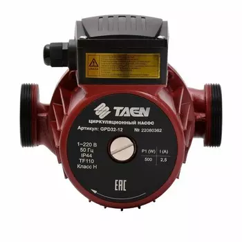 Насос циркуляционный TAEN GPD25-12, 500 Вт, 117 л/мин, напор 12.5 м, Ду 25