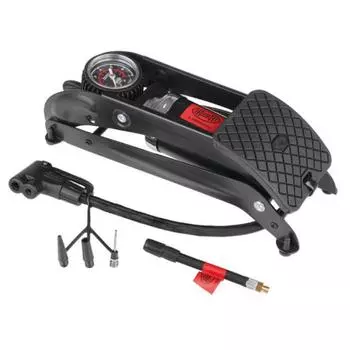 Насос ножной PREMIUM, с манометром BLACK EDITION, 7 бар, 3 адаптера, сумка, HEYNER