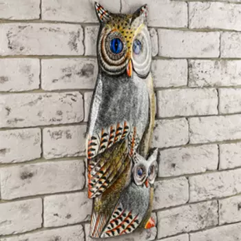 Настенное панно "Две совы" 48х20х2,5 см