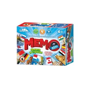 Настольная игра "Фото-мемо. Флаги и страны" 03466