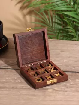Настольная игра «Крестики-нолики», 1010 см, дерево шишам, латунь
