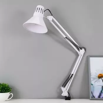 Настольная лампа 1x60W E27 белая (на струбцине) 17x17x81см