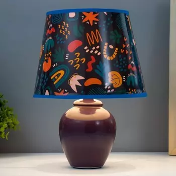 Настольная лампа с абажуром RISALUX «Абстракция», Е14, 15 Вт, фиолетовый