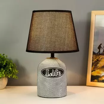 Настольная лампа с абажуром RISALUX «Бенефит», E14, 40 Вт, классическая, в спальню, на тумбочку, в гостиную, чёрный, 202031 см