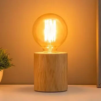 Настольная лампа "Брис" 1х40Вт Е14 провод-1,6м дерево 10х10х10см