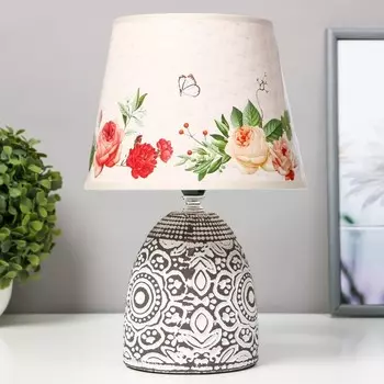 Настольная лампа с абажуром RISALUX «Цветы», Е14, 15 Вт, 202030 см