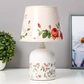 Настольная лампа с абажуром RISALUX «Цветы», Е14, 15 Вт, бежевый, 312020 см