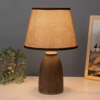 Настольная лампа с абажуром RISALUX «Диана», E14, 40 Вт, чёрный с золотой патиной, 222235 см