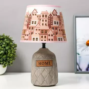 Настольная лампа с абажуром RISALUX «Дом», Е14, 15 Вт, коричневый, 202032 см