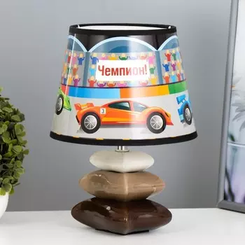 Настольная лампа с абажуром RISALUX «Гонки», Е14, 15 Вт, бело-чёрный, 202028 см