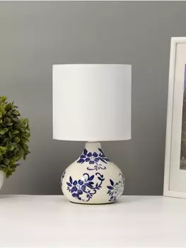 Настольная лампа "Гжель" 1х40Вт Е14 белый/синий 15х15х25,5см