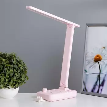 Настольная лампа «Эра» LED 8 Вт 3000К-6000К диммер 2 розетки 2хUSB2.0 розовый 102833 см RISALUX 946