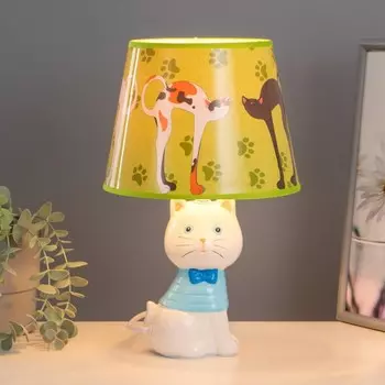 Настольная лампа с абажуром RISALUX «Котенок», Е14, 15 Вт, белый, 202032 см