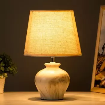 Настольная лампа "Кумп" E14 40Вт белый-коричневый 20х20х30 см RISALUX