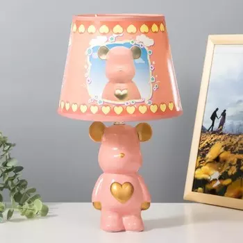 Настольная лампа "Мишка с сердцем" Е14 40Вт розовый 20х20х34 см RISALUX