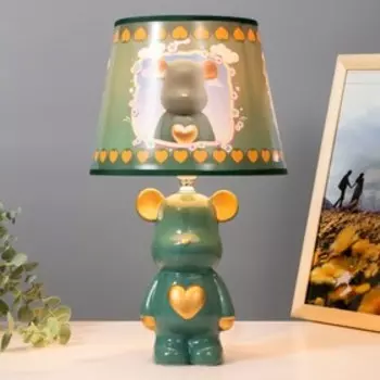 Настольная лампа "Мишка с сердцем" Е14 40Вт зелёный 20х20х34 см