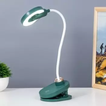 Настольная лампа на прищепке "Блум" LED 3Вт АКБ USB зеленый 8х12х42,5 см RISALUX