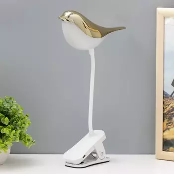 Настольная лампа на прищепке «Птичка» LED 3000-6000К 5 Вт USB золото 20734 см RISALUX