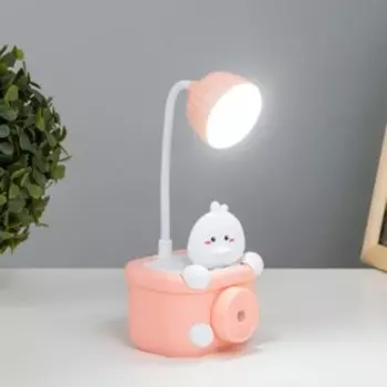 Настольная лампа с точилкой "Утенок" LED 3Вт USB розовый 9,1х8,1х20 см RISALUX