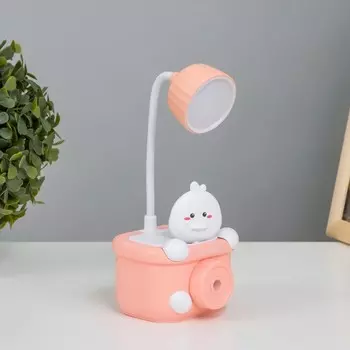 Настольная лампа с точилкой "Утенок" LED 3Вт USB розовый 9,1х8,1х20 см RISALUX