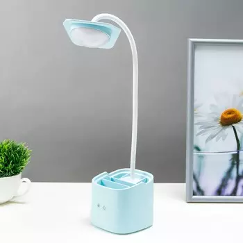Настольная лампа сенсорная 16844/1BL LED 2Вт USB АКБ синий 9х9х42 см RISALUX