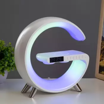 Настольная лампа "Смарт" LED режимы, будильник, часы, зарядка, 10Вт, диммер 22,5х8,2х23 см RISALUX