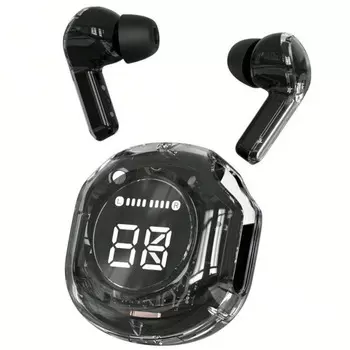 Наушники беспроводные Air39, TWS, вакуумные, Bluetooth 5.0, 45/200 мАч, с дисплеем, чёрные в прозрачном кейсе