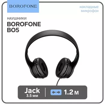 Наушники Borofone BO5 Star sound, накладные, микрофон, Jack 3.5 мм, кабель 1 м, чёрные