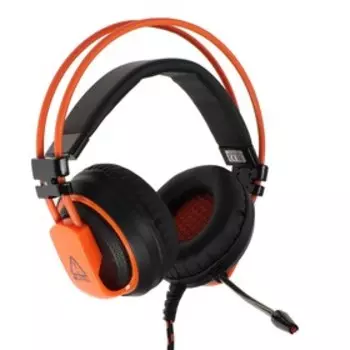 Наушники CANYON Corax GH-5A, игровые, микрофон, 2x3.5 мм + USB, 2м, чёрно-оранжевые