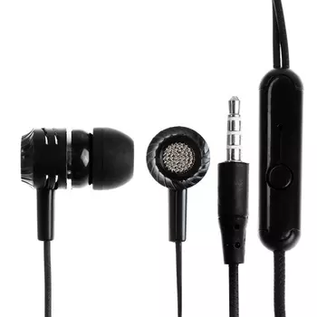 Наушники CB-52, проводные, вакуумные, микрофон, Jack 3.5 мм, кабель 1 м, чёрные