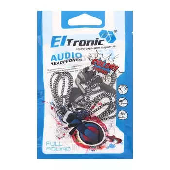 Наушники ELTRONIC (4432), вакуумные, проводные, микрофон, 102 дБ, 32 Ом, 3.5 мм, 2.1 м, черные
