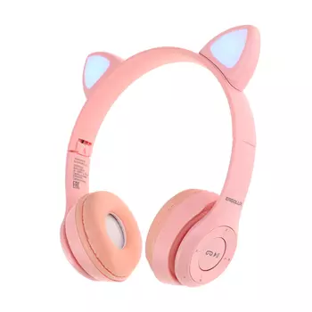 Наушники ERGOLUX ELX-BTHP02-C14, беспроводные, накладные, микрофон, 250мАч, FM, розовые