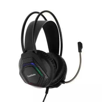 Наушники ExeGate Cosmos HS-704GL, игровые, полноразмерные, микрофон, USB, 2.5м, черные