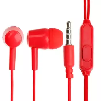 Наушники Exployd EX-HP-1370, вакуумные, микрофон, 102 дБ, 32 Ом, 3.5 мм, 1.2 м, красные