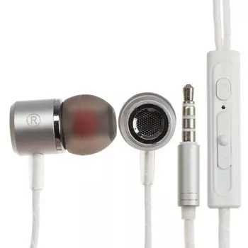 Наушники Exployd EX-HP-849, вакуумные, микрофон, 108 дБ, 32 Ом, 3.5 мм, 1.2 м, серебристые