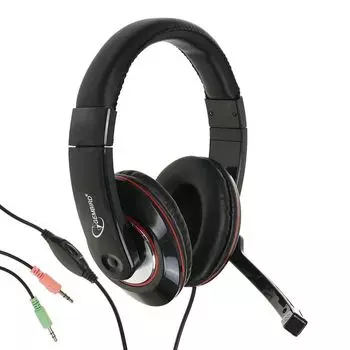 Наушники Gembird MHS-780B, компьютерные, микрофон, 105 дБ, 32 Ом, 3.5 мм,1.8 м,черно-красные