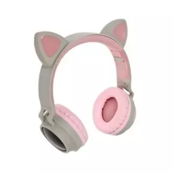 Наушники беспроводные, накладные, с ушками кошки, Hoco W27, Bluetooth 5.0, с микрофоном, с подсветкой, 300 мАч, серые