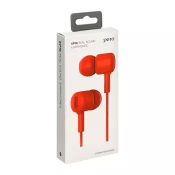 Наушники PERO EP16, вакуумные, 98 дБ, 24 Ом, 3.5 мм, кабель 1.1 м, красные