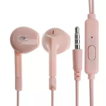 Наушники R-2, проводные, вкладыши, микрофон, Jack 3.5 мм, кабель 1 м, красные