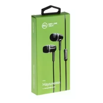 Наушники Red Line Stereo Headset SP08, вакуумные, микрофон, проводные, 1.2 м, черные