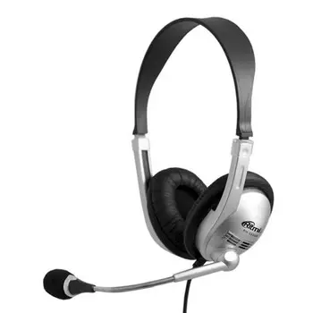 Наушники RITMIX RH-533USB Silver, компьютерные, микрофон, 105 дБ, 32 Ом, USB, 2.4 м, серые