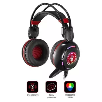 Наушники с микрофоном A4Tech Bloody G300 черный/красный 2.2м мониторные оголовье (G300 BLACK 10045
