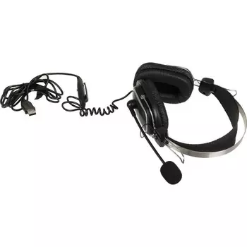 Наушники с микрофоном A4Tech HU-50 черный 2м накладные USB оголовье