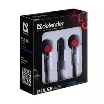 Наушники с микрофоном Defender Pulse 428, вкладыши вакуумные, черные